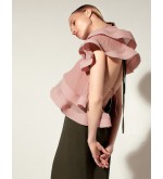 Panove Plissiertes Chiffon-Top-Bolero mit Transformation (Rosa)