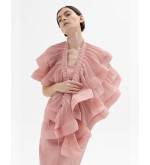 Panove Plissiertes Chiffon-Top-Bolero mit Transformation (Rosa)