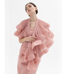 Panove Plissiertes Chiffon-Top-Bolero mit Transformation (Rosa)