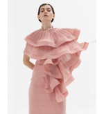 Panove Plissiertes Chiffon-Top-Bolero mit Transformation (Rosa)