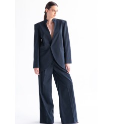 Pinstriped Wide-Leg Cotton Pants by Panove