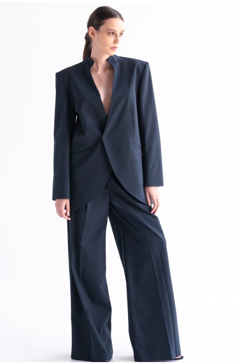 Weite Baumwollhose mit Nadelstreifen von Panove