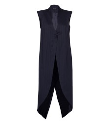Navy Blue Pinstriped Vest by Panove Navy Blue Pinstriped Vest by Panove