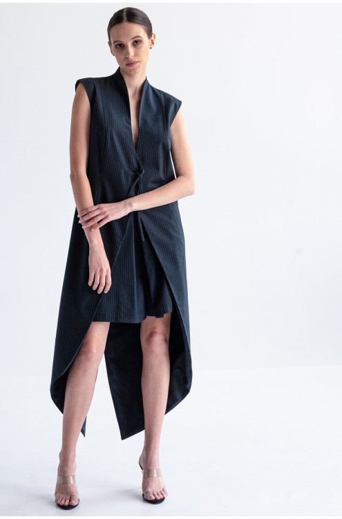 Dunkelblau Gestreifte Weste von Panove