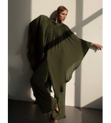 Asymmetric Pleated Chiffon Transformer Blouse by Panove