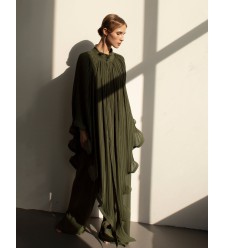 Asymmetric Pleated Chiffon Transformer Blouse by Panove