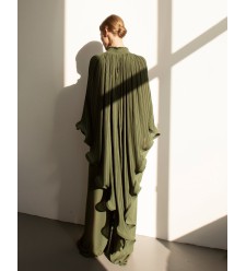 Asymmetric Pleated Chiffon Transformer Blouse by Panove
