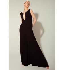 Panove Schwarzer Crêpe-Chiffon Overall