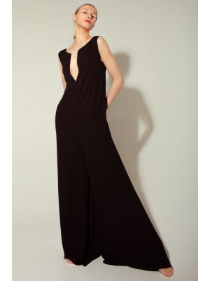 Panove Schwarzer Crêpe-Chiffon Overall