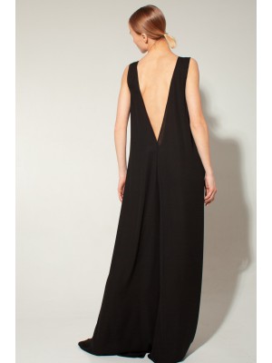 Panove Schwarzer Crêpe-Chiffon Overall