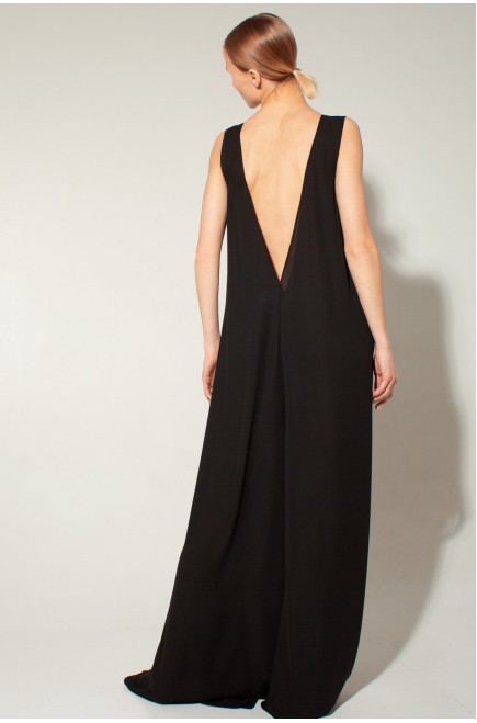 Panove Schwarzer Crêpe-Chiffon Overall
