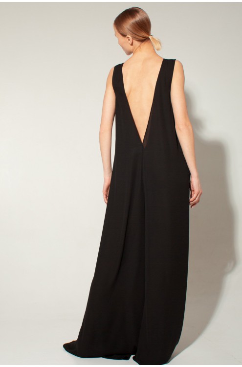 Panove Schwarzer Crêpe-Chiffon Overall
