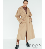 Trenchcoat aus poliertem Baumwollstoff (dunkler Sand)