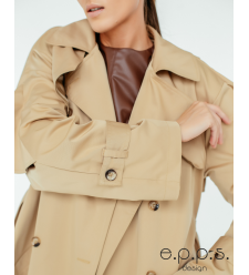 Trenchcoat aus poliertem Baumwollstoff (dunkler Sand)