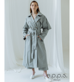 Trenchcoat aus poliertem Baumwollstoff (Wermut)