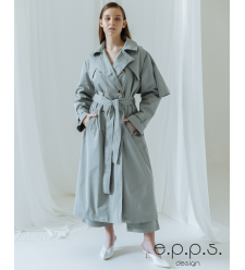 Trenchcoat aus poliertem Baumwollstoff (Wermut)