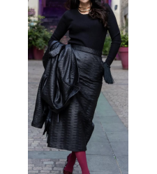 Trenchcoat aus geknittertem Kunstleder (Schwarz)