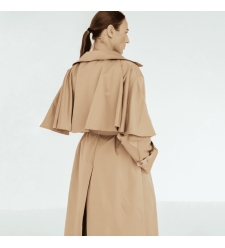 Trenchcoat aus poliertem Baumwollstoff (dunkler Sand)