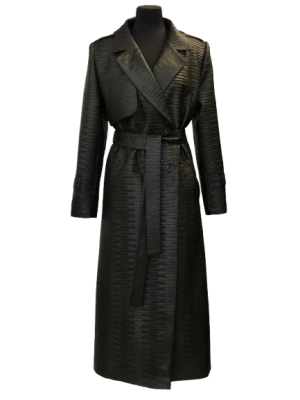 Trenchcoat aus geknittertem Kunstleder (Schwarz)