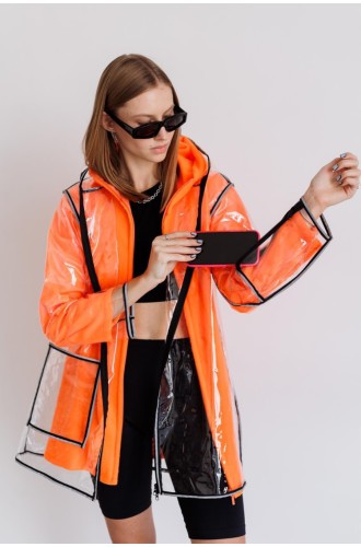 iCoat Transparenter Mantel mit LED-Besatz und Fleecejacke