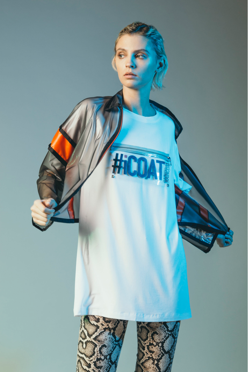 iCoat Leuchtend orangefarbener futuristischer Windbreaker