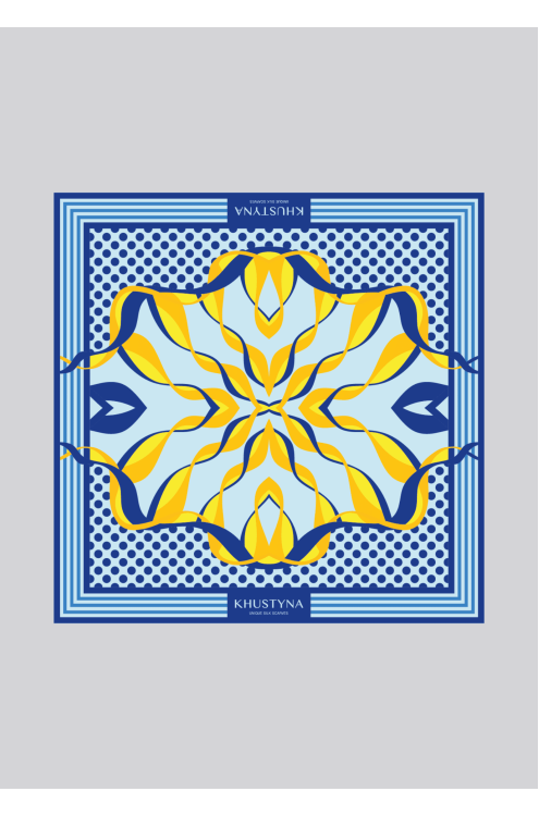 Seidentuch Ukrainische Hummel von Khustyna (blau)