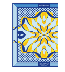 Seidentuch Ukrainische Hummel von Khustyna (blau)